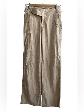 D&G Beige Wide-Leg Chinos with Stud Accent